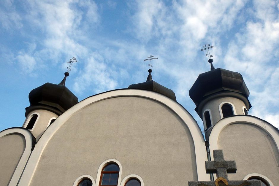 orthodox-church-spires-humenne-sky