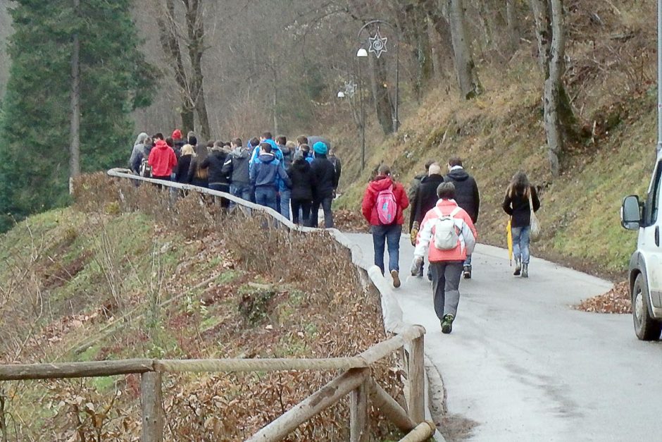 school-kids-group-tour-lake-bled-path