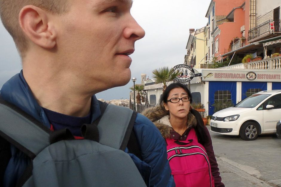 jeremy-mawayo-walking-bus-stop-piran-slovenia