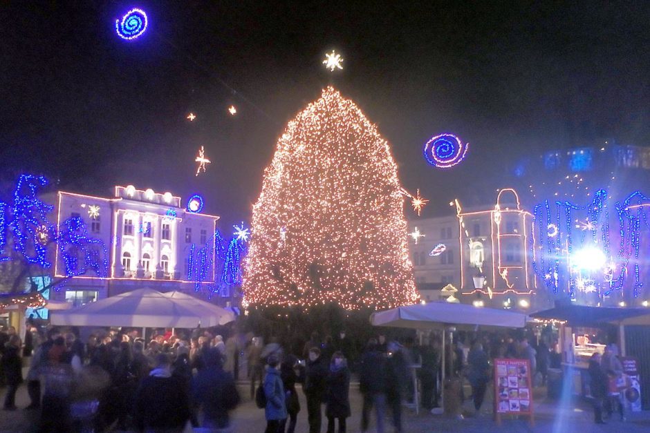 Waiting for the Christmas market in Ljubljana, Slovenia