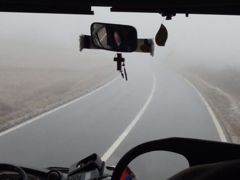 A day of icy roads in a bus to Zaječar, Serbia