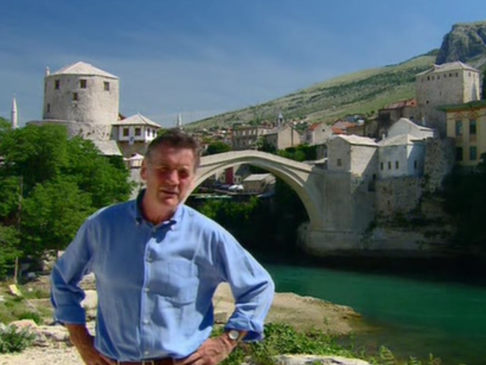 Michael Palin at Mostar Bridge