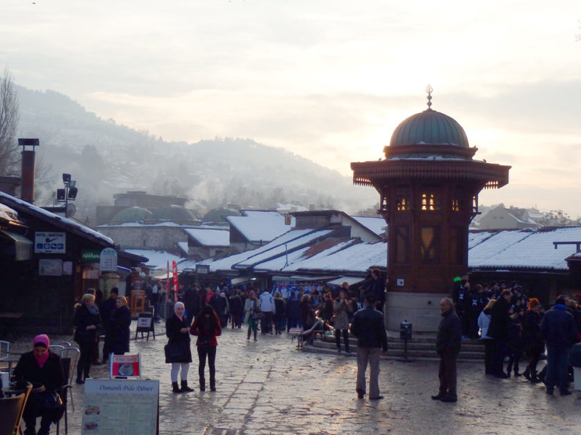 The icy National Museum in Sarajevo, Bosnia and Herzegovina