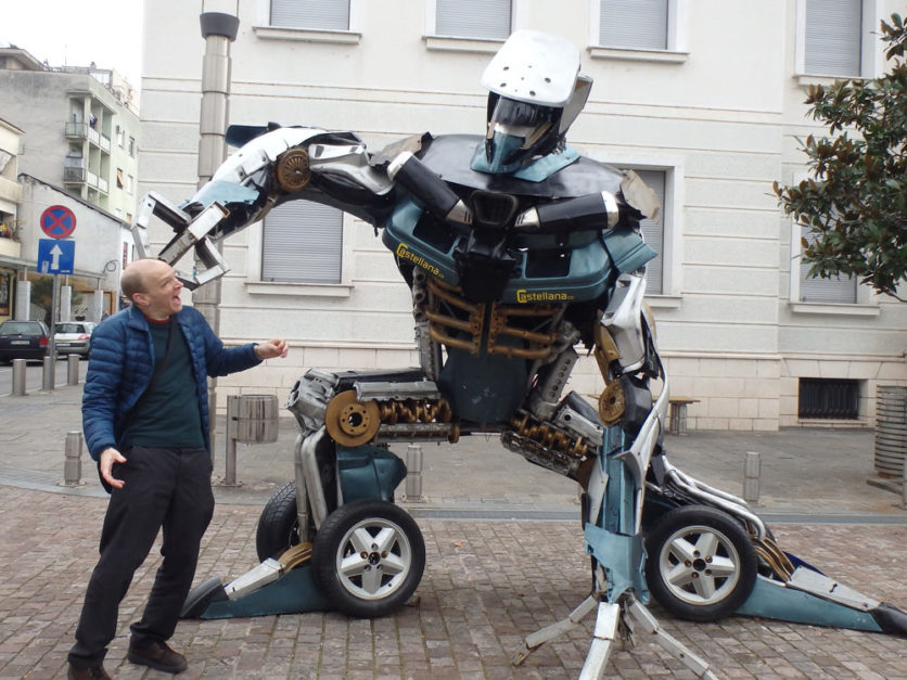 Walking around Podgorica, Montenegro and its bizarre transformer figures